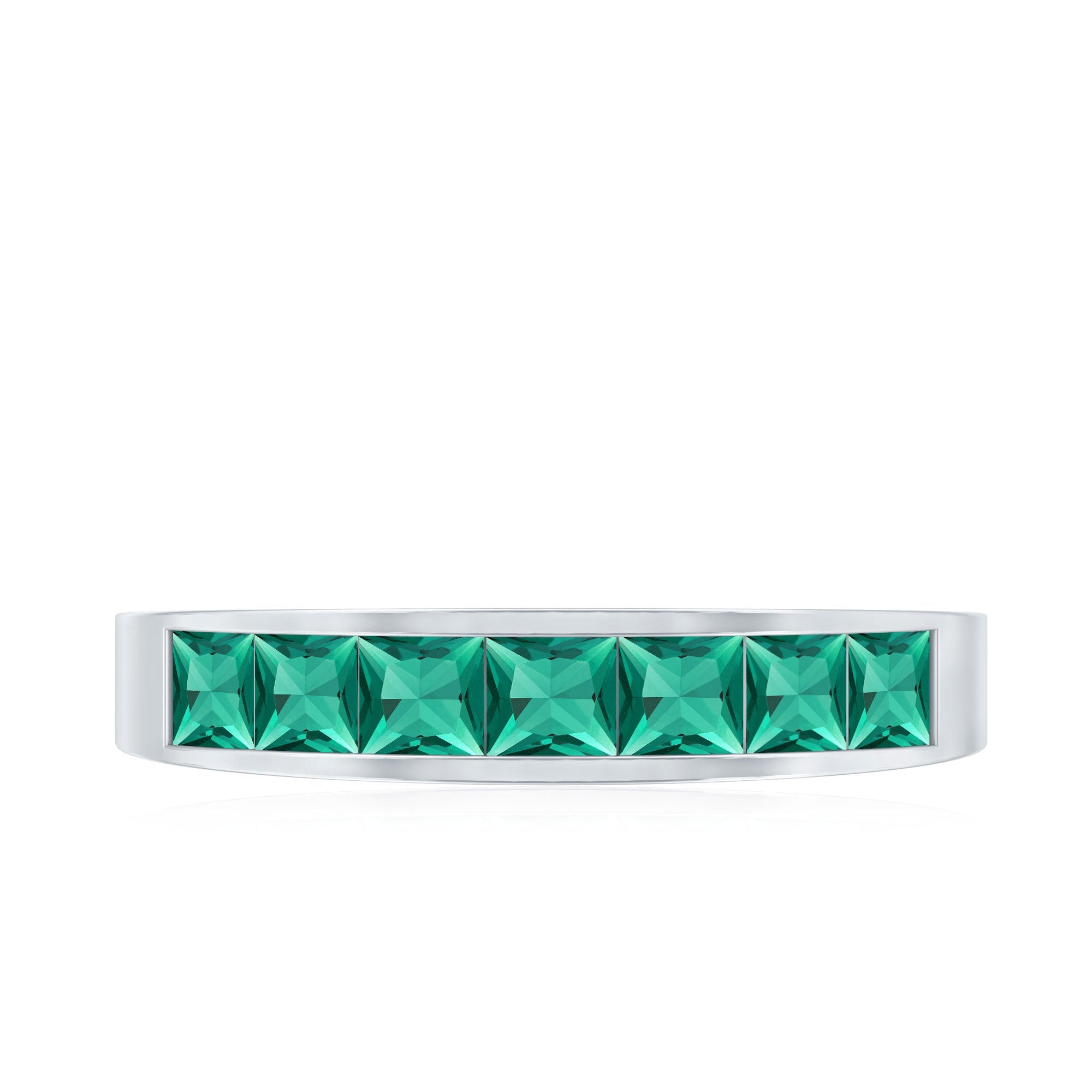Princess Cut Lab Created Emerald Eternity Band in Channel Setting