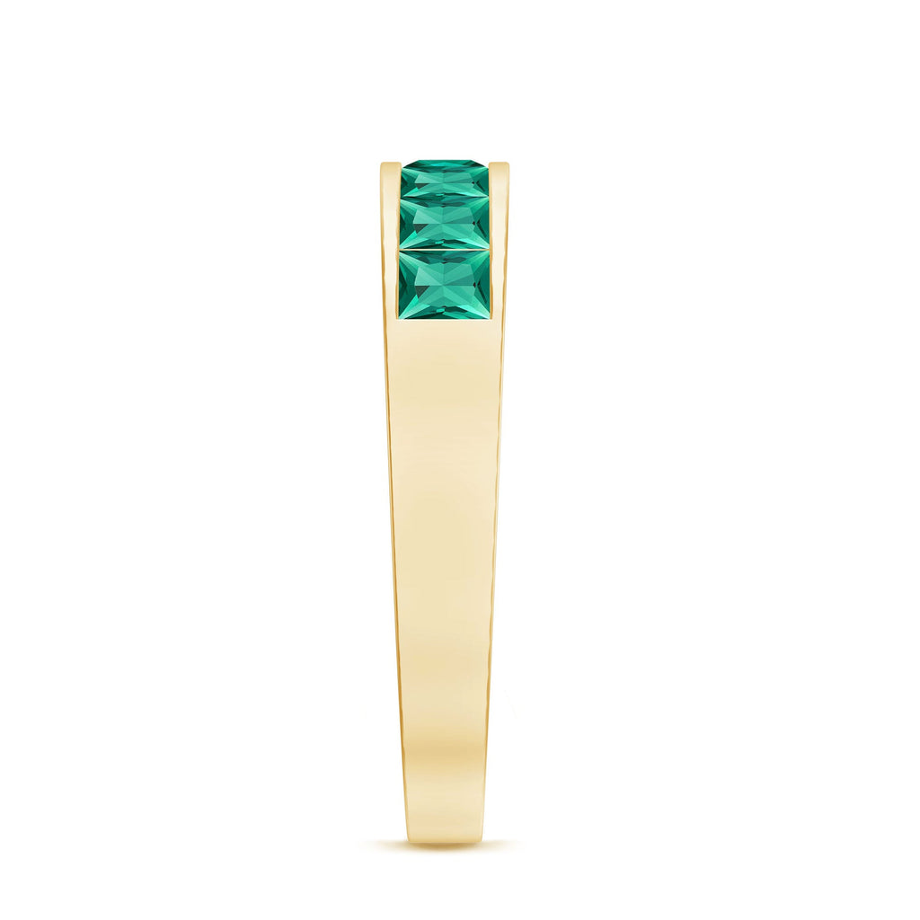 Princess Cut Lab Created Emerald Eternity Band in Channel Setting