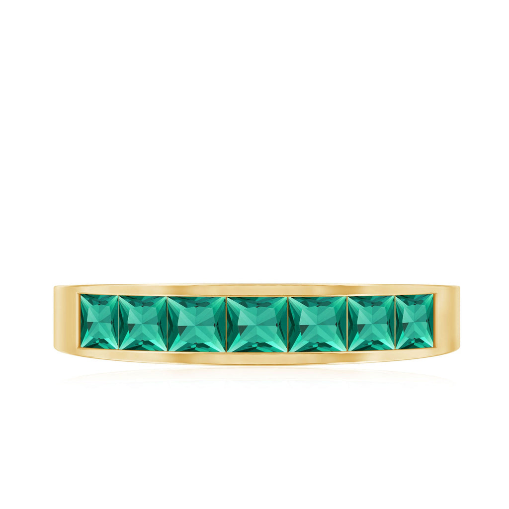 Princess Cut Lab Created Emerald Eternity Band in Channel Setting