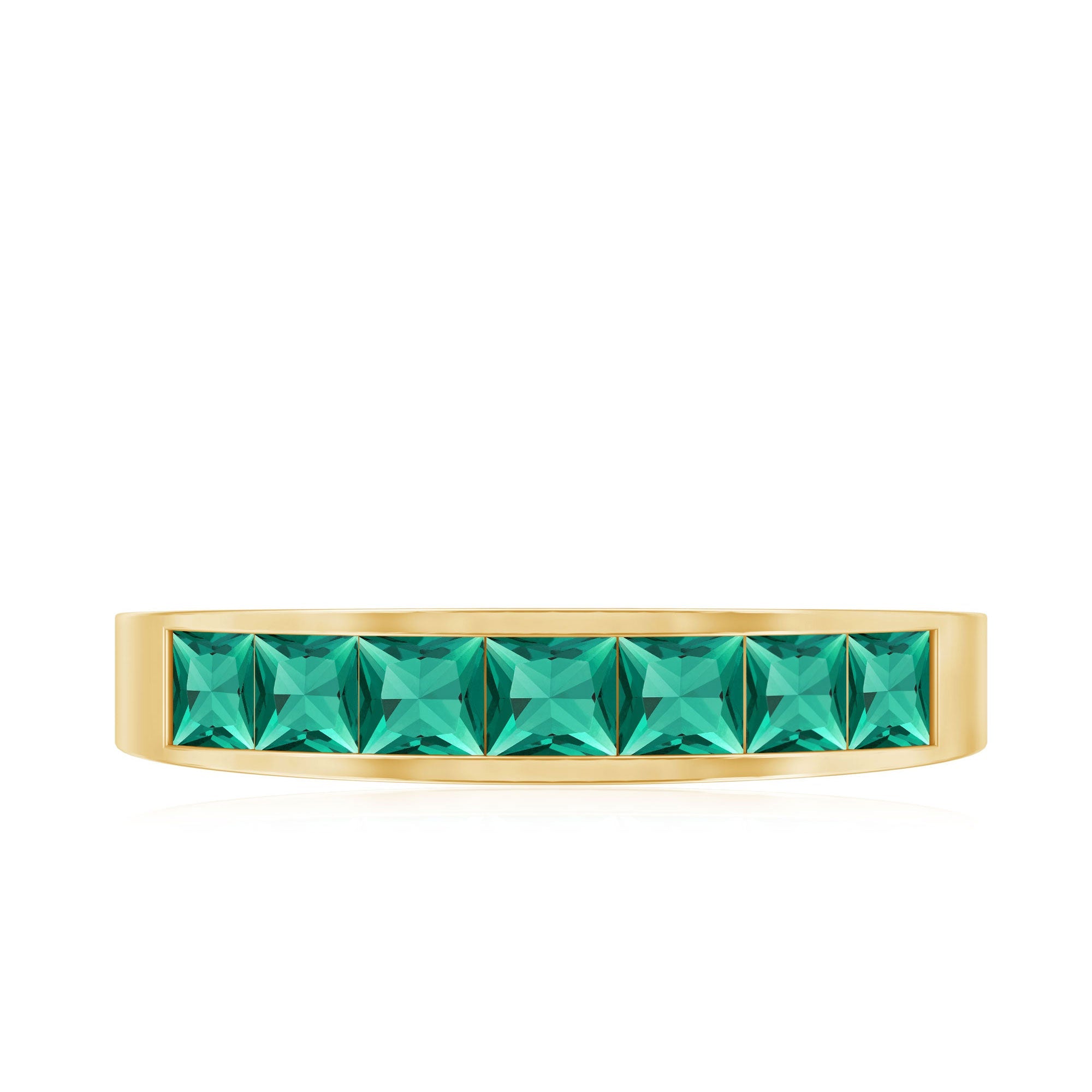 Princess Cut Lab Created Emerald Eternity Band in Channel Setting