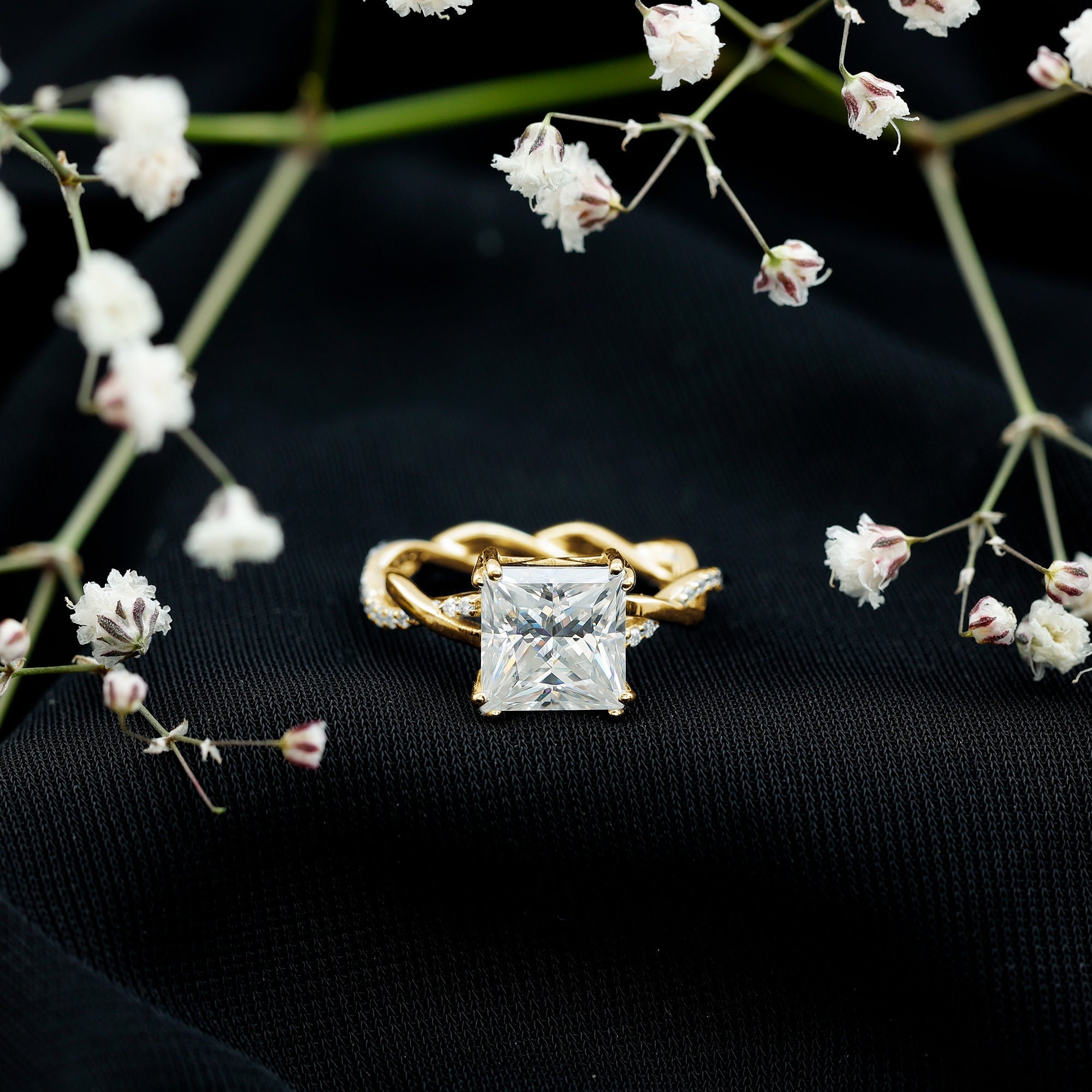 3 CT Princess Cut Moissanite Engagement Ring in Double Prong Setting