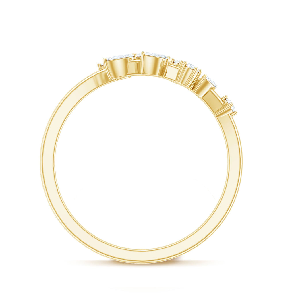 Marquise and Round Shape Natural Diamond Wrap Ring