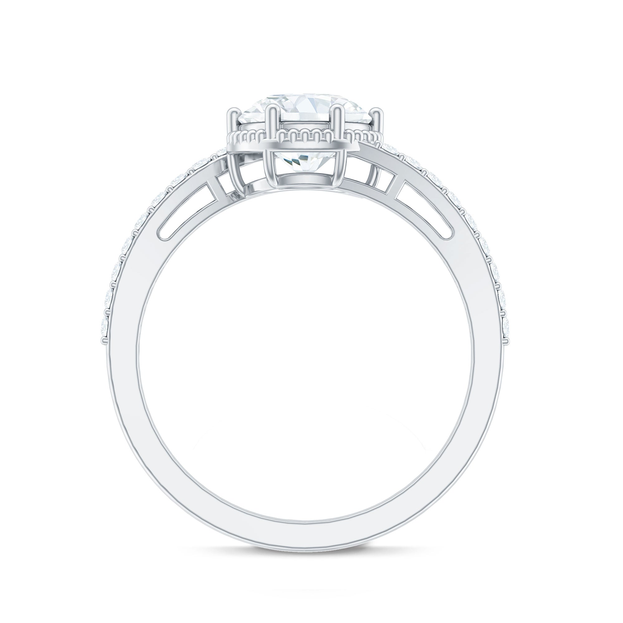 Round Cut Solitaire Zircon Bypass Engagement Ring