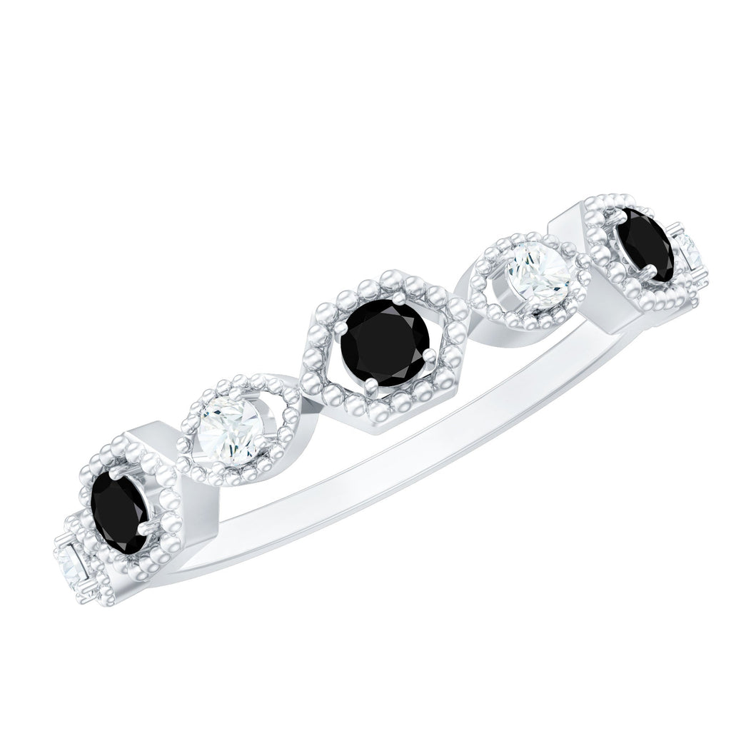 Certified Lab Grown Black and White Diamond Half Eternity Ring