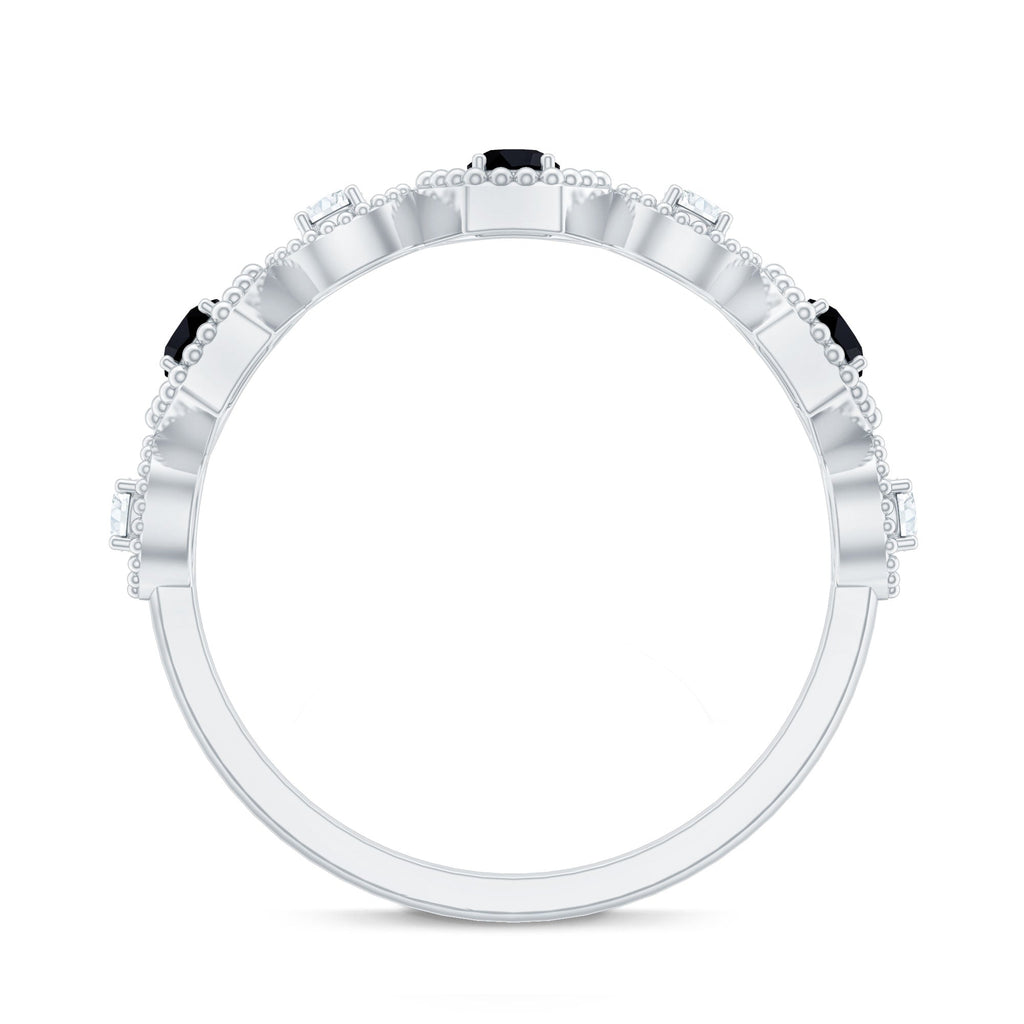 Certified Lab Grown Black and White Diamond Half Eternity Ring