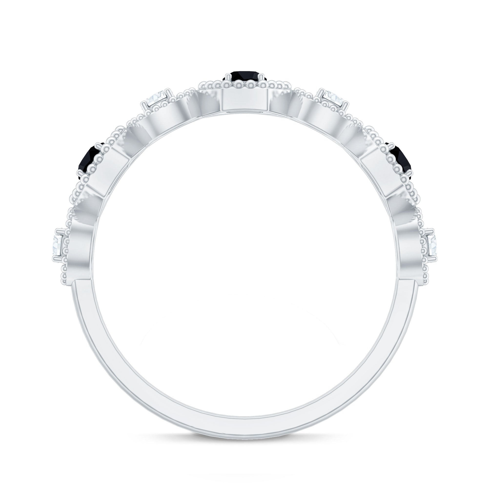 Certified Lab Grown Black and White Diamond Half Eternity Ring