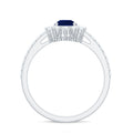 0.5 Carat Pear Shaped Blue Sapphire and Diamond Half Halo Engagement Ring