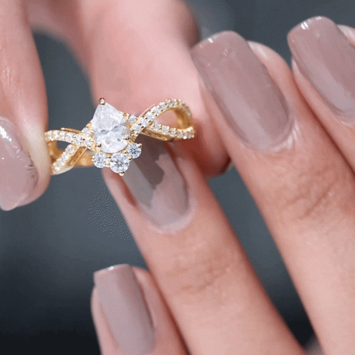 2 CT Pear Cut Cubic Zirconia Crossover Engagement Ring