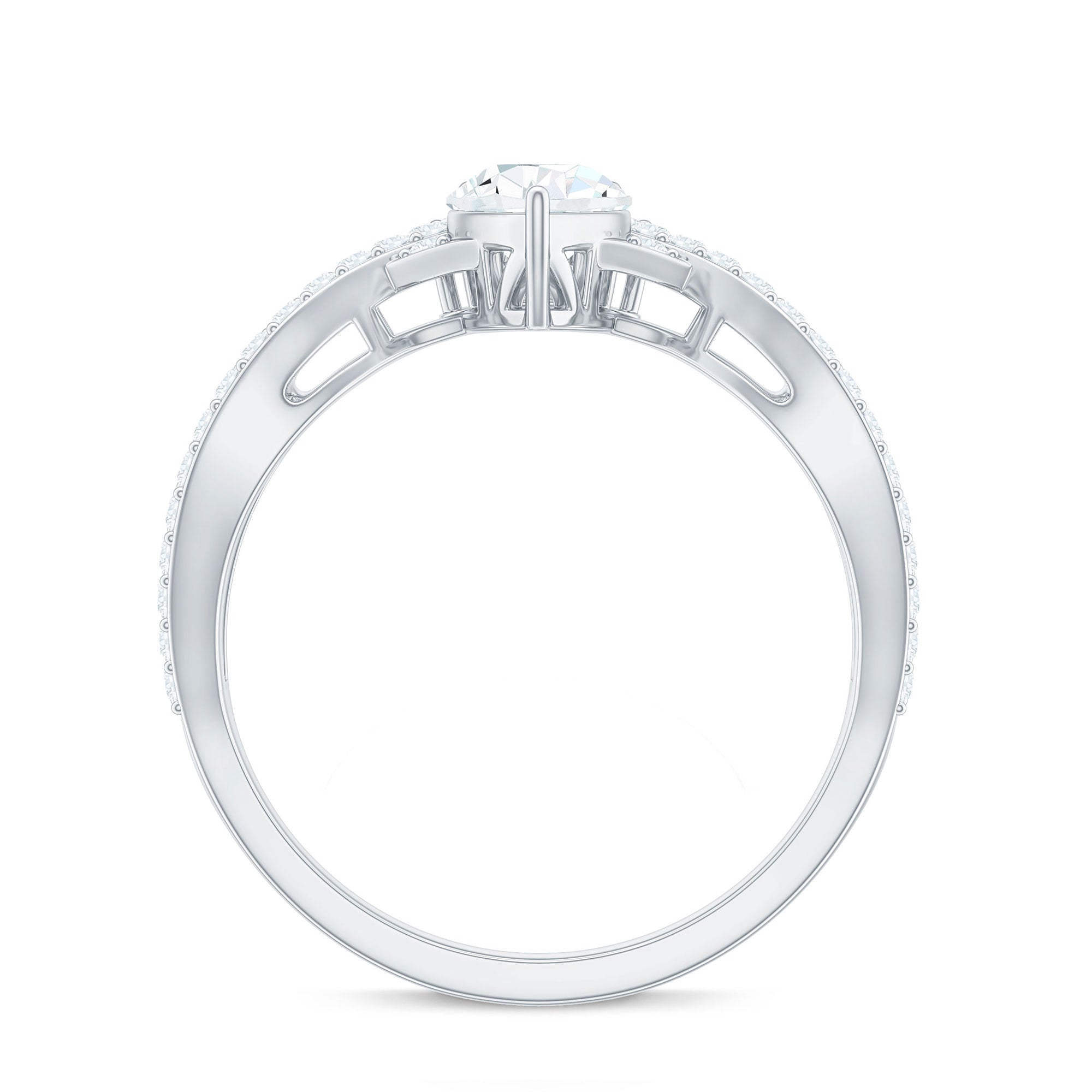 2 CT Pear Cut Cubic Zirconia Crossover Engagement Ring