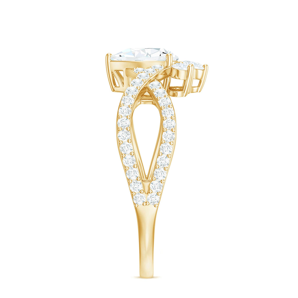 2 CT Pear Cut Cubic Zirconia Crossover Engagement Ring