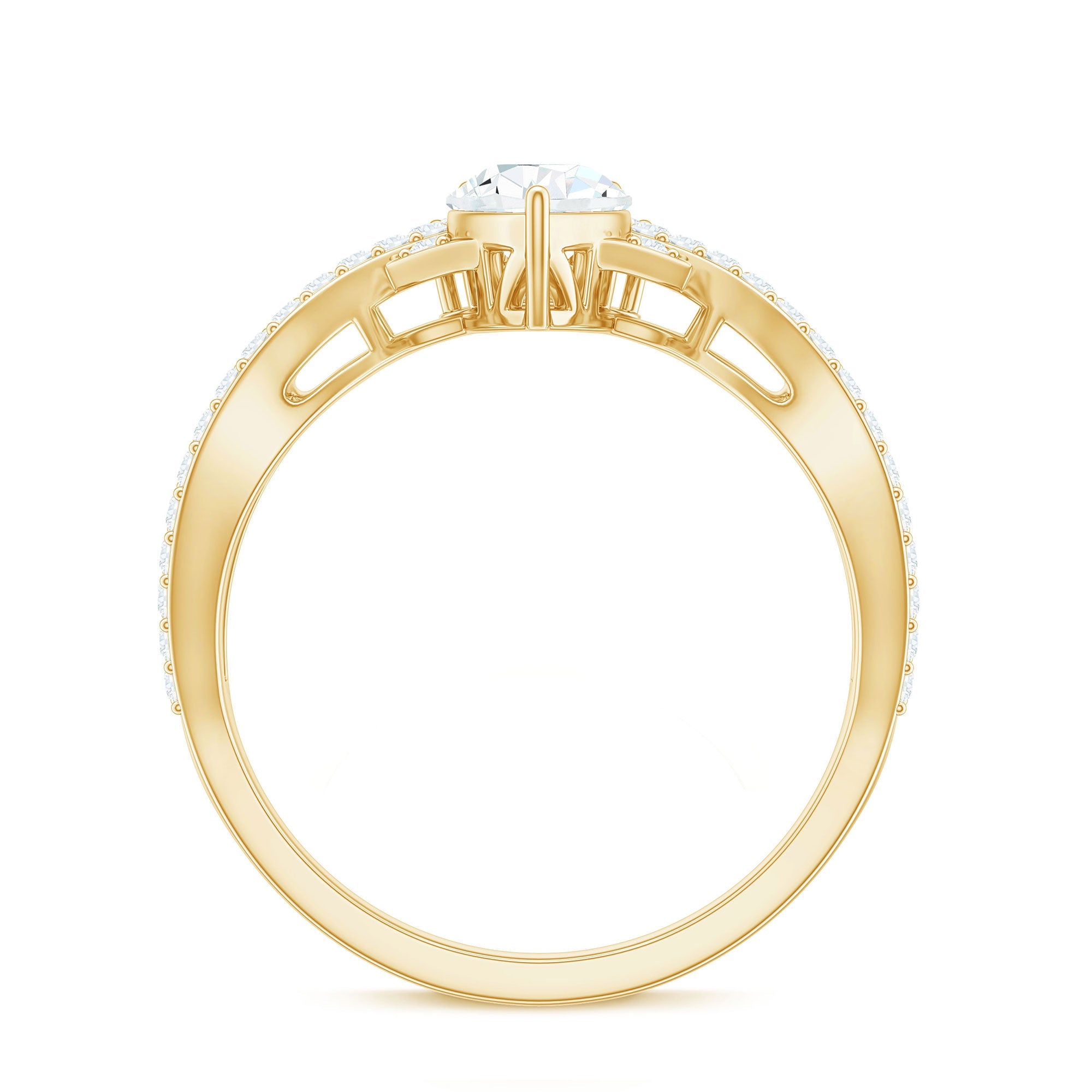 2 CT Pear Cut Cubic Zirconia Crossover Engagement Ring