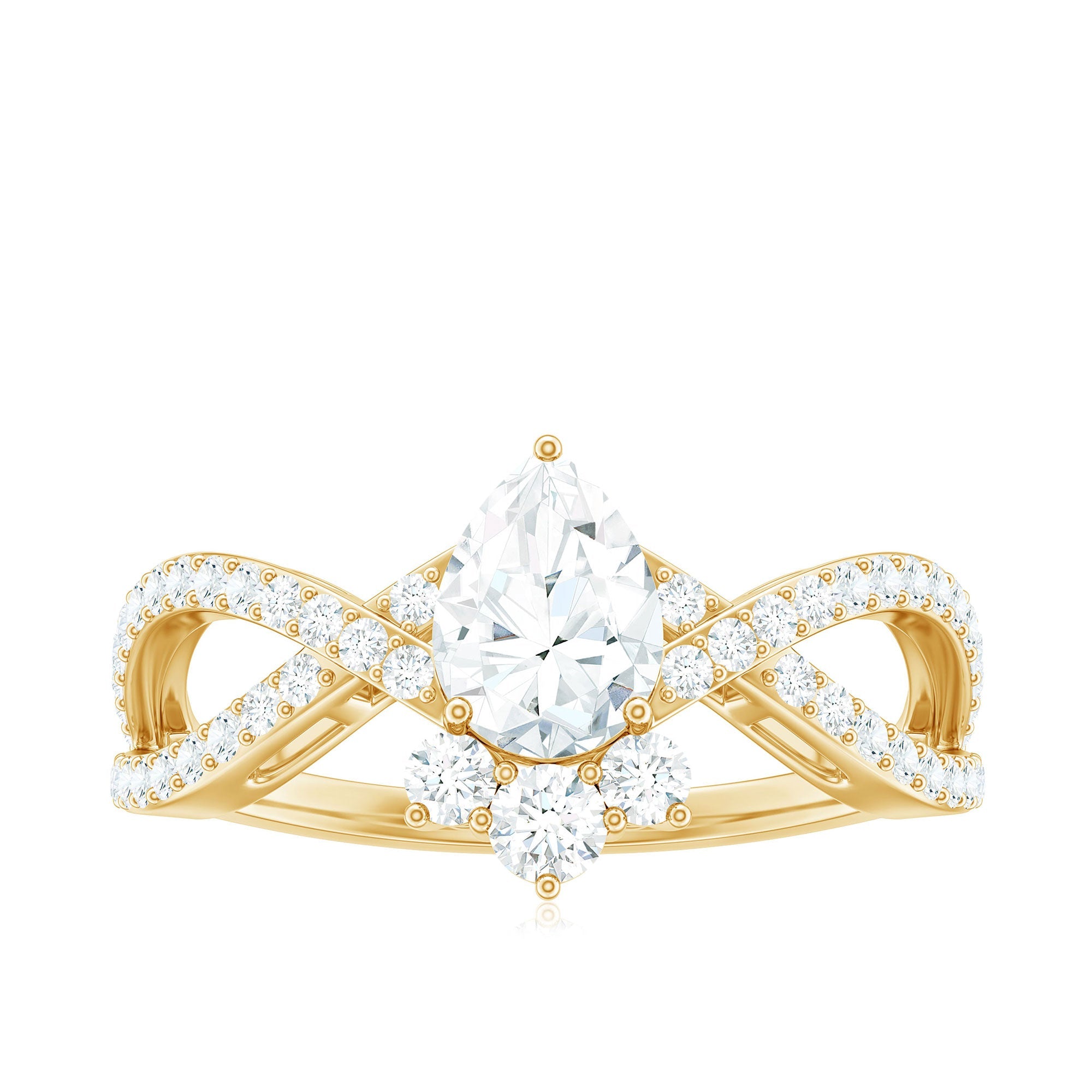 2 CT Pear Cut Cubic Zirconia Crossover Engagement Ring