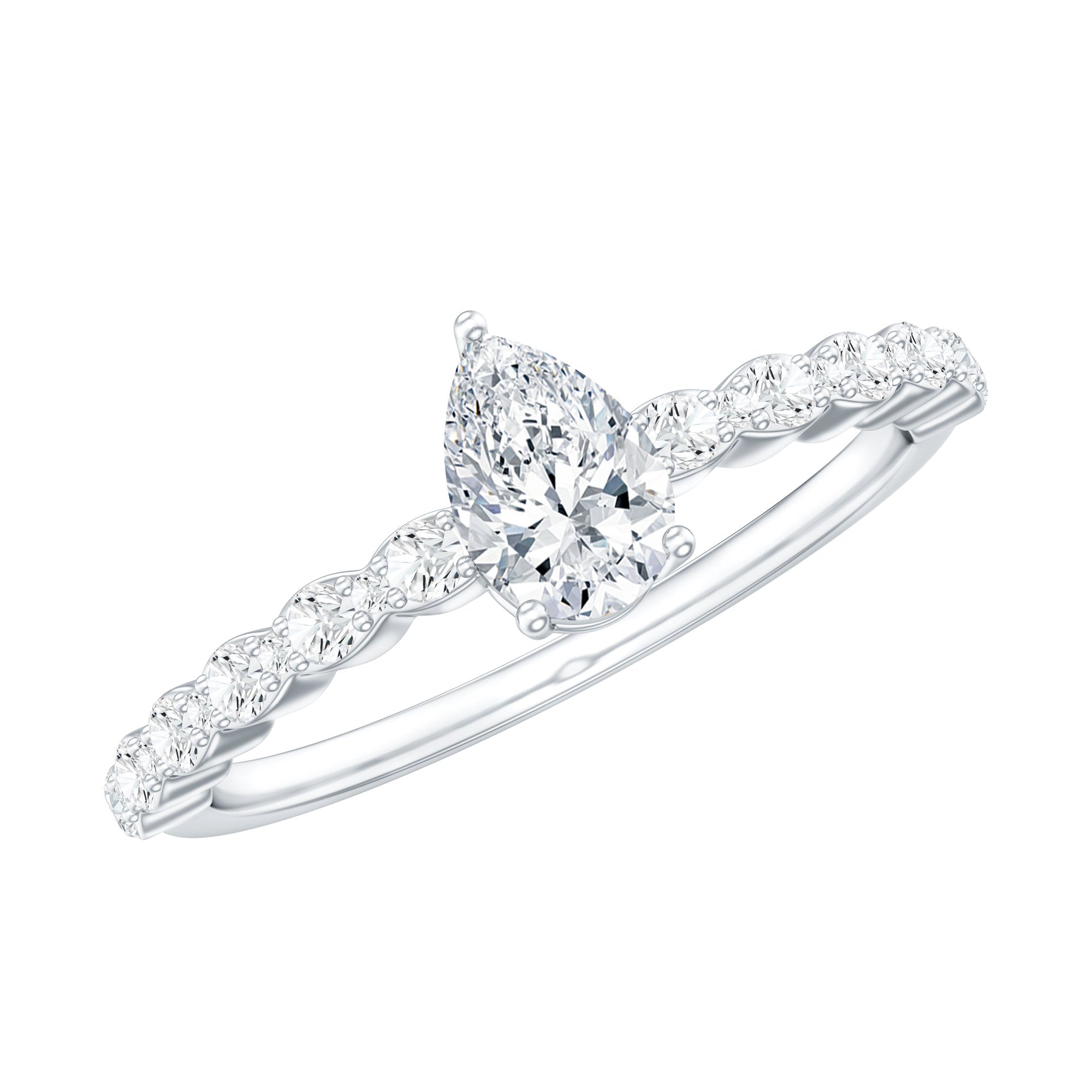 Pear Shape Solitaire Moissanite Promise Ring For Her