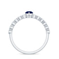 1 CT Minimal Blue Sapphire Solitaire Promise Ring with Diamond