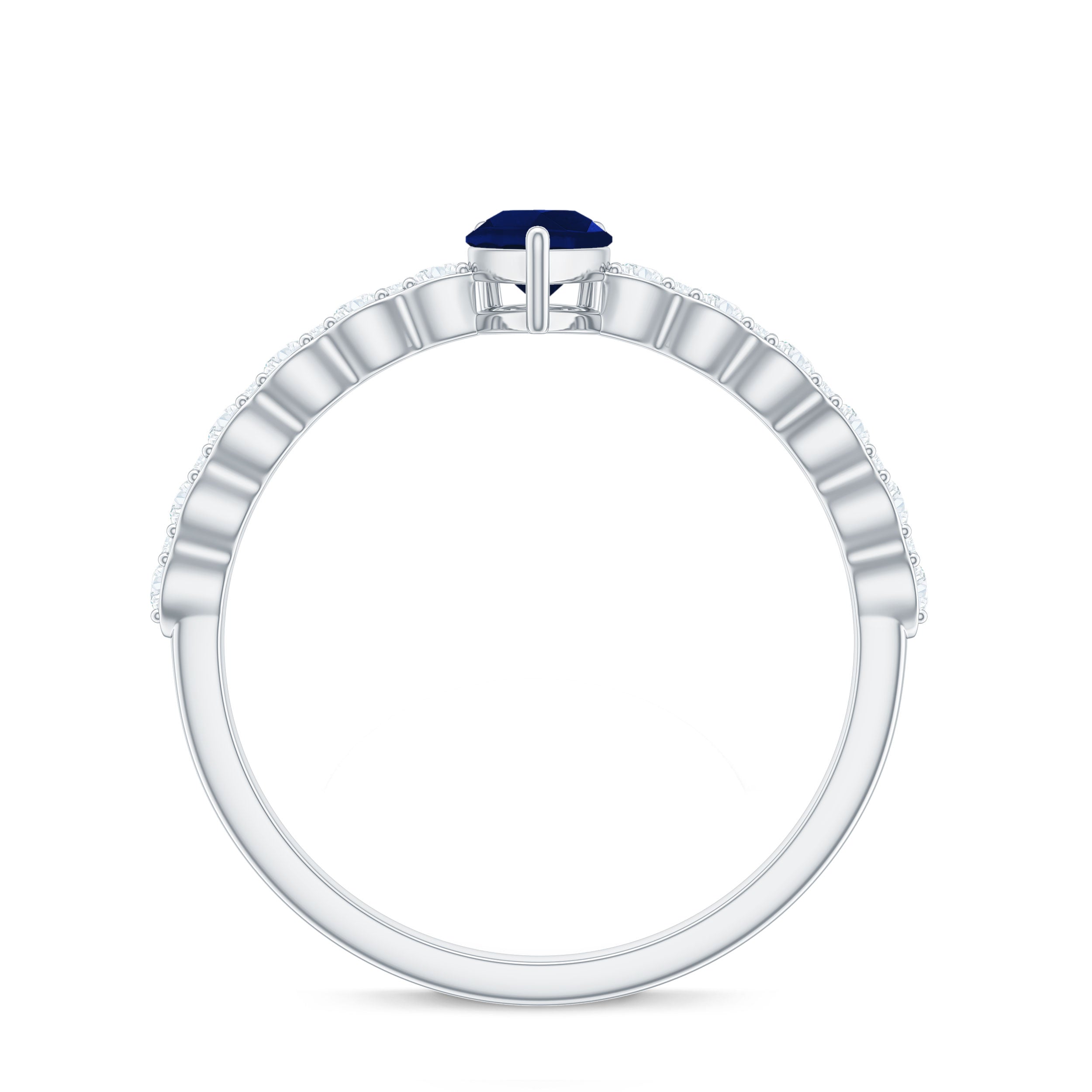 1 CT Minimal Blue Sapphire Solitaire Promise Ring with Diamond