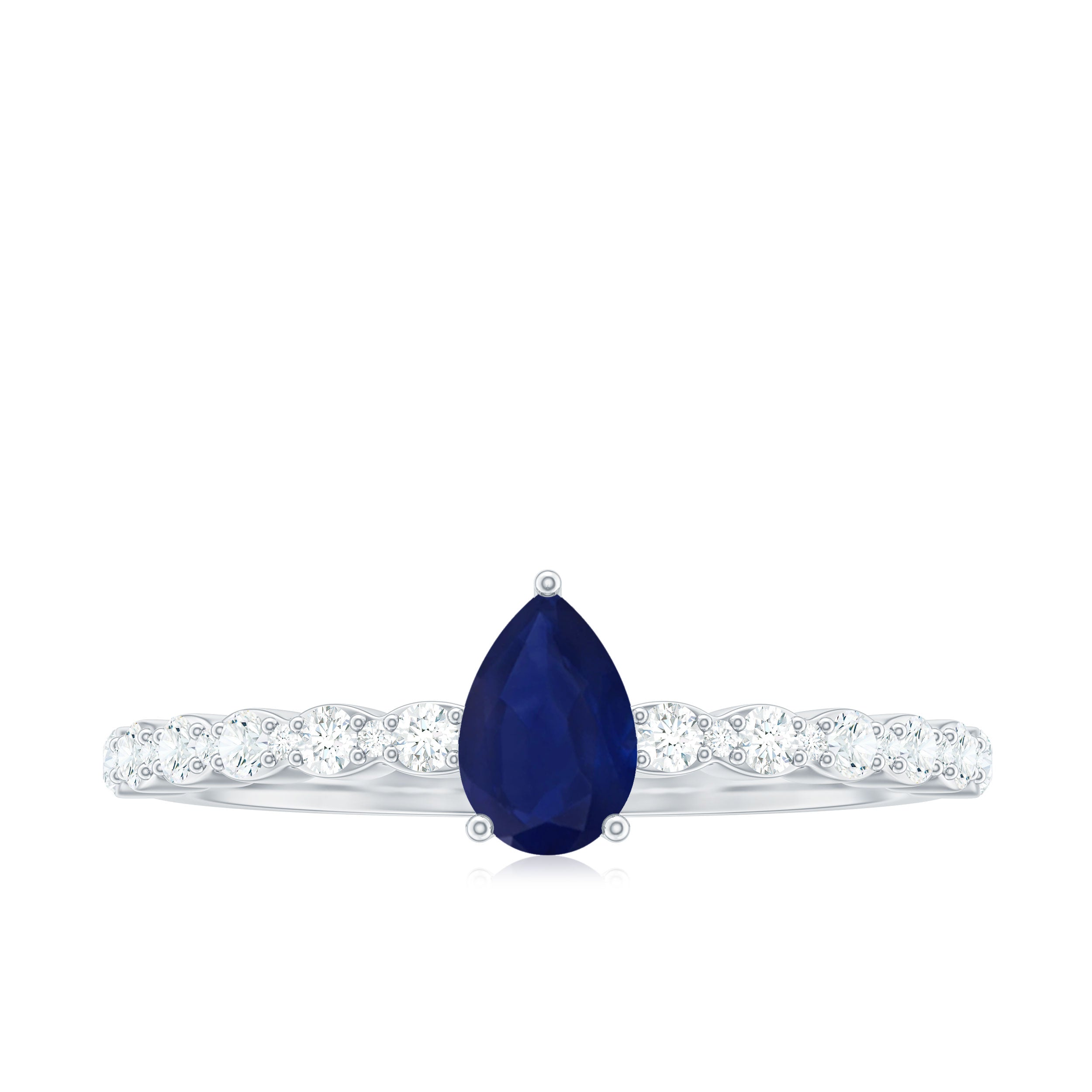 1 CT Minimal Blue Sapphire Solitaire Promise Ring with Diamond
