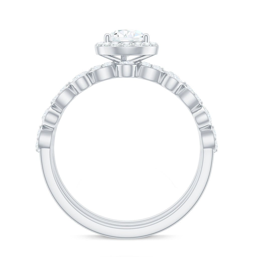Pear Shaped Moissanite Engagement Ring with 2 Enhancers