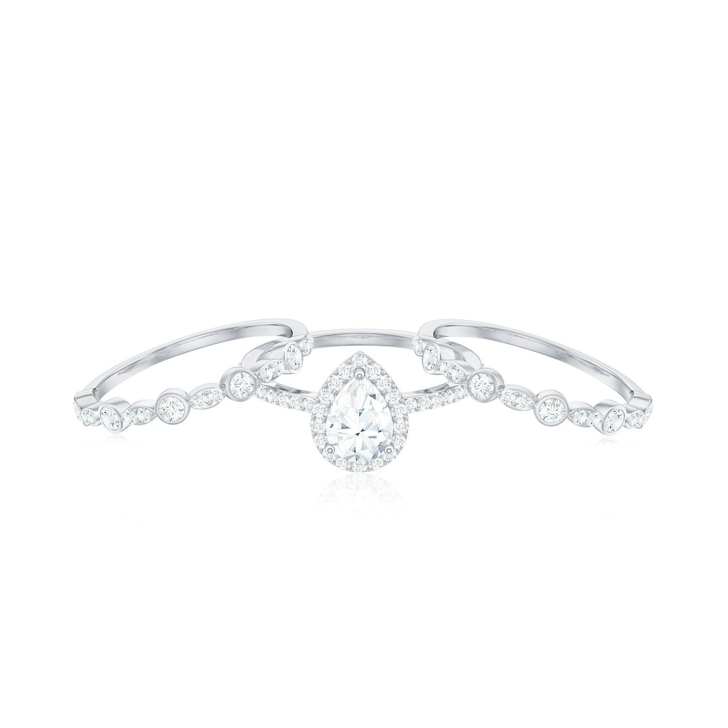Pear Shaped Cubic Zirconia Trio Wedding Ring Set for Women