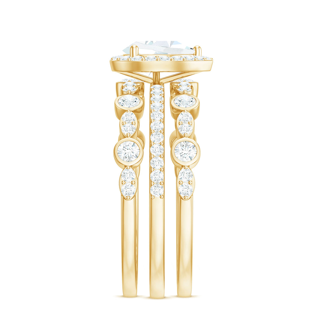Pear Shaped Cubic Zirconia Trio Wedding Ring Set for Women