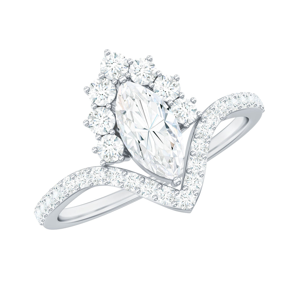 Marquise Cut Moissanite Designer Engagement Ring