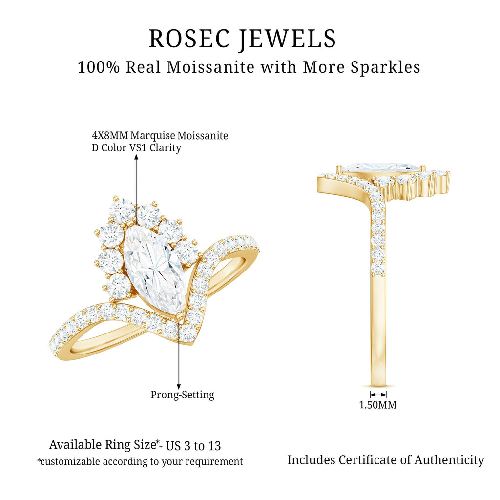 Marquise Cut Moissanite Designer Engagement Ring