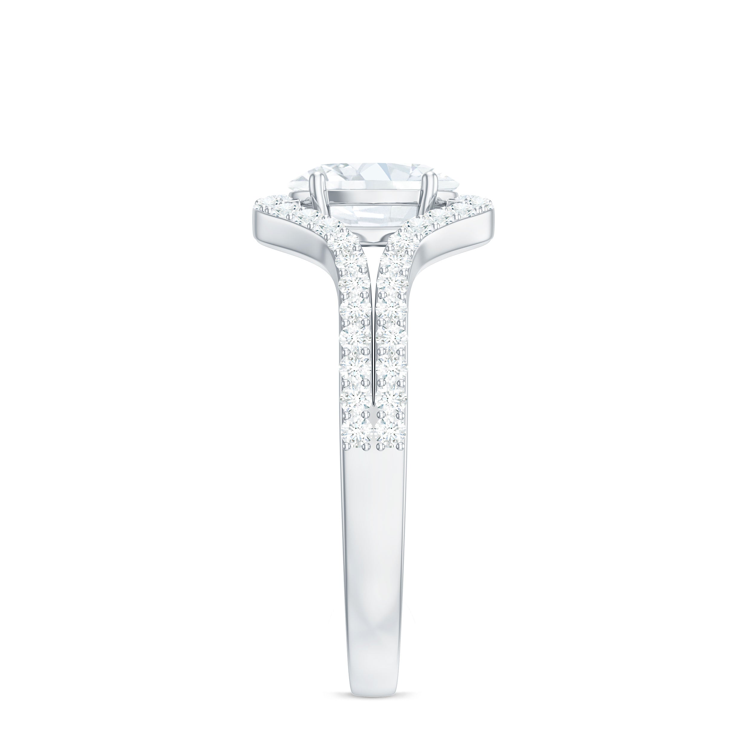 2.25 CT Oval Cut Zircon Engagement Ring with Split Shank