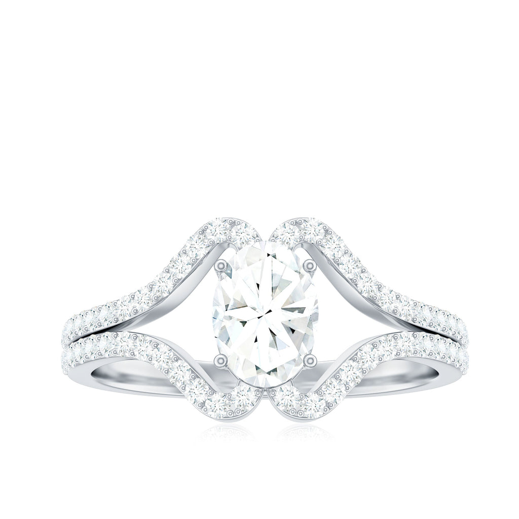 2.25 CT Oval Cut Zircon Engagement Ring with Split Shank