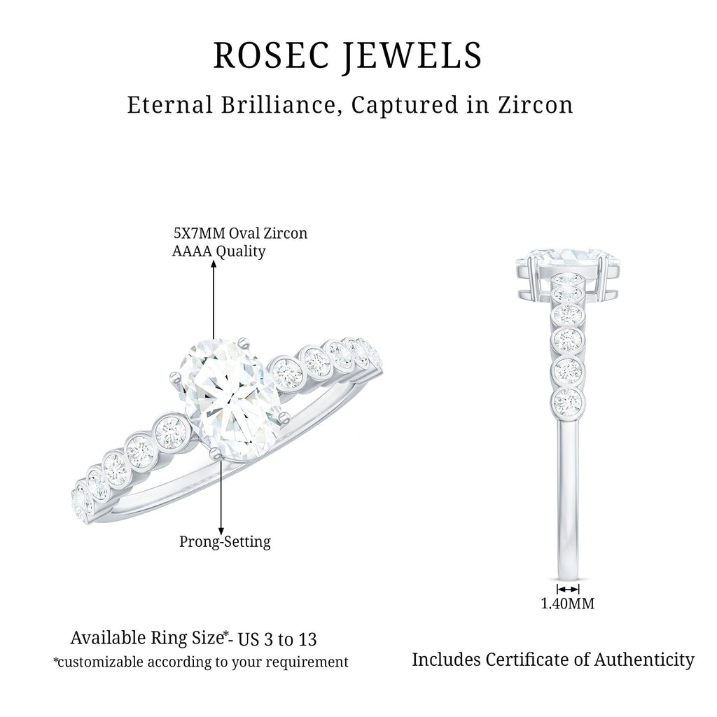 1.75 CT Prong Set Oval Cubic Zirconia Solitaire Engagement Ring