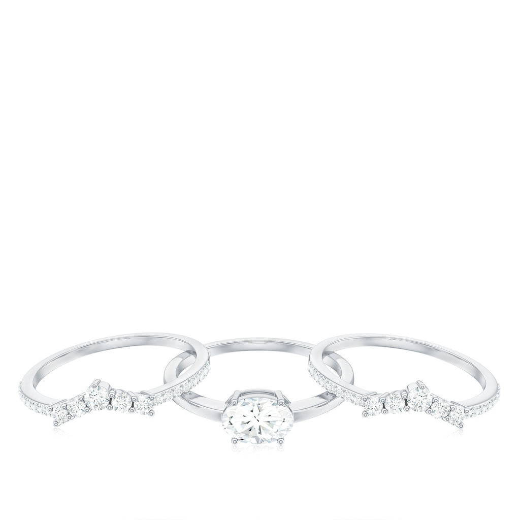 2.25 CT Oval Zircon Trio Wedding Ring Set in Gold
