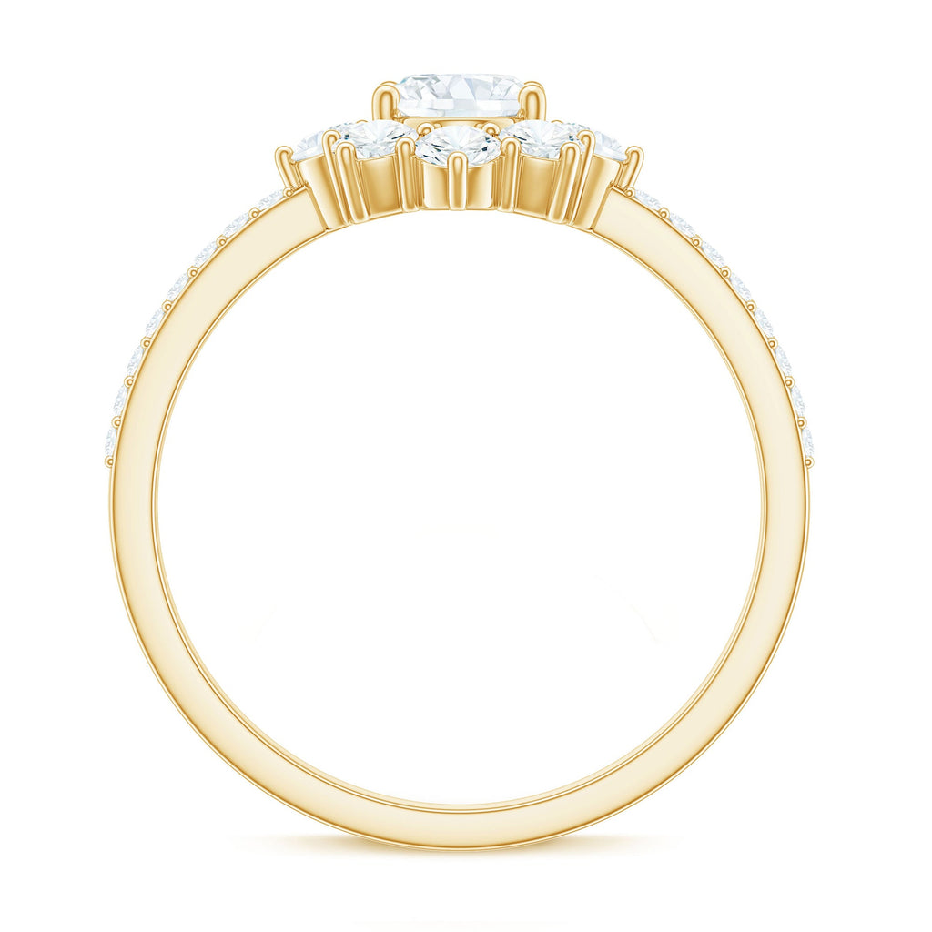 2 CT Oval Cubic Zirconia Engagement Ring with Half Halo