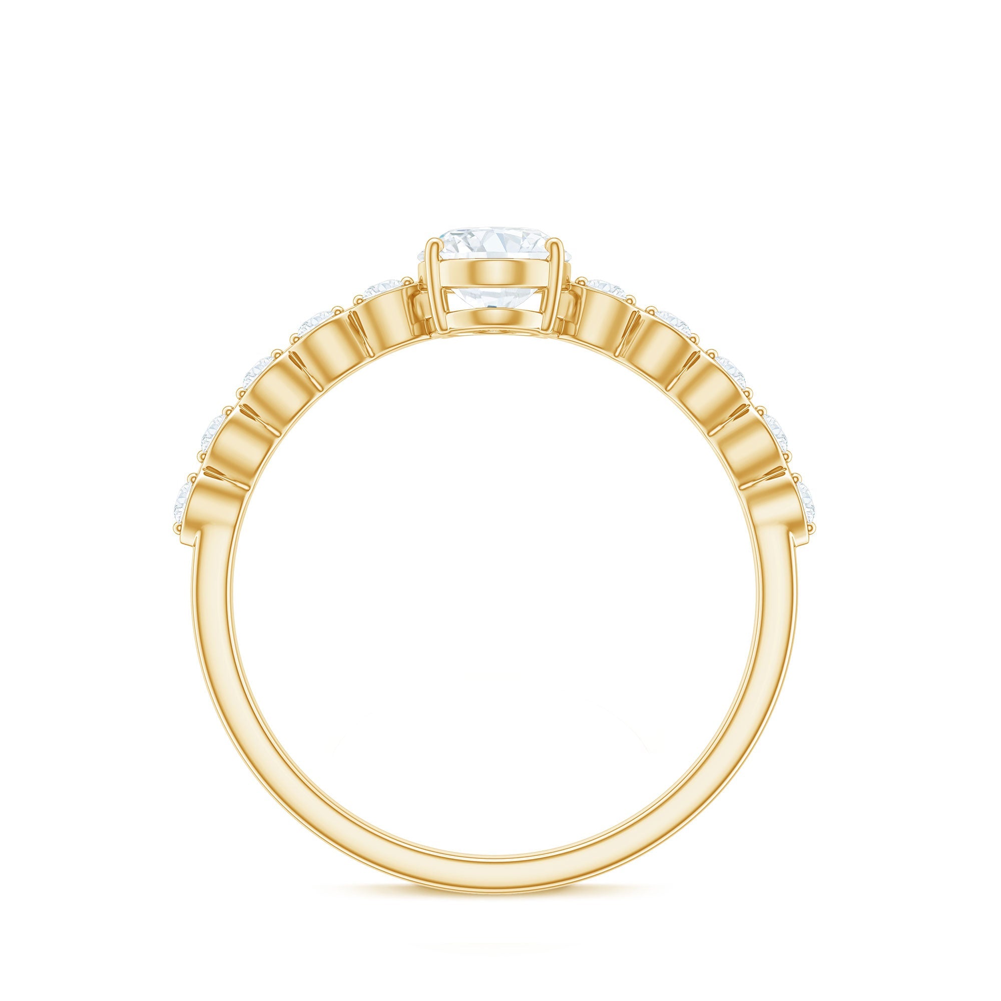 1.75 CT Oval Cut Solitaire Zircon Engagement Ring with Side Stones