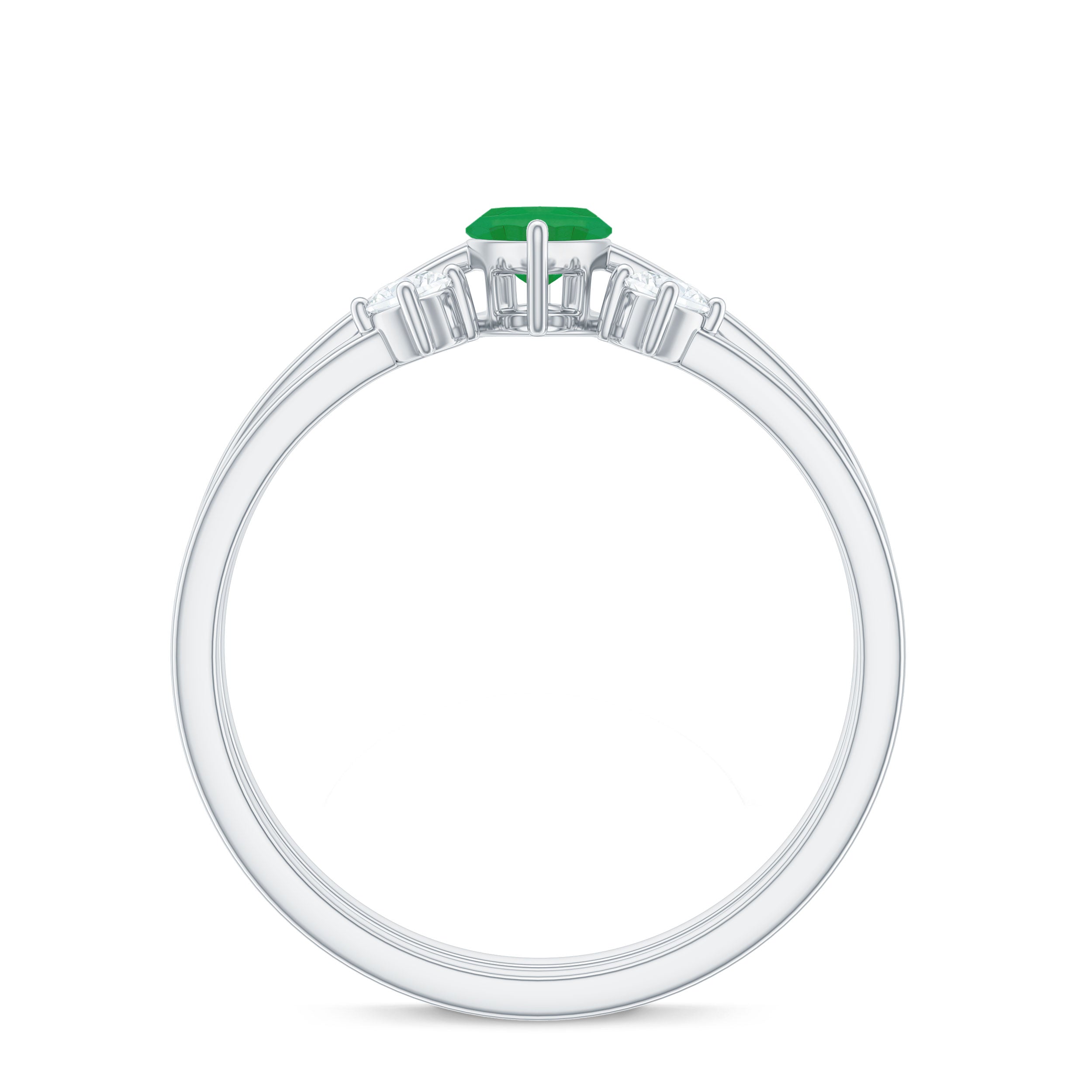 Natural Marquise Emerald Diamond Promise Ring Set of 2
