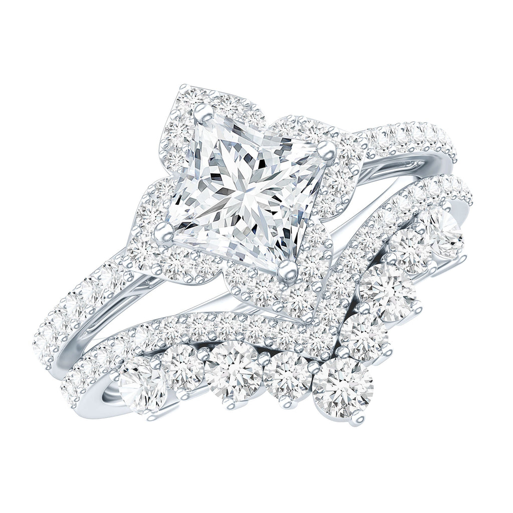 Princess Cut Moissanite Bridal Wedding Ring Set for Women