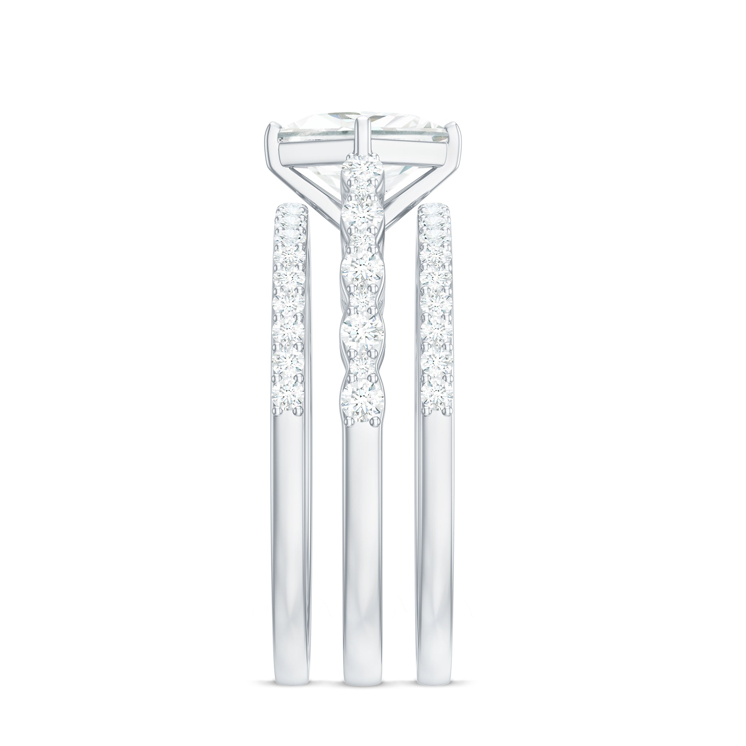 Princess Cut Moissanite 3 Piece Bridal Ring Set