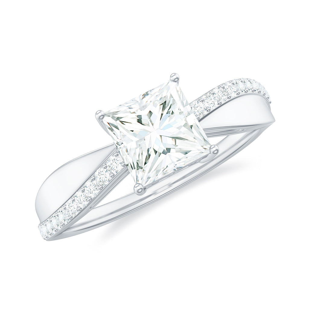 1 Carat Princess Cut Cubic Zirconia Solitaire Engagement Ring
