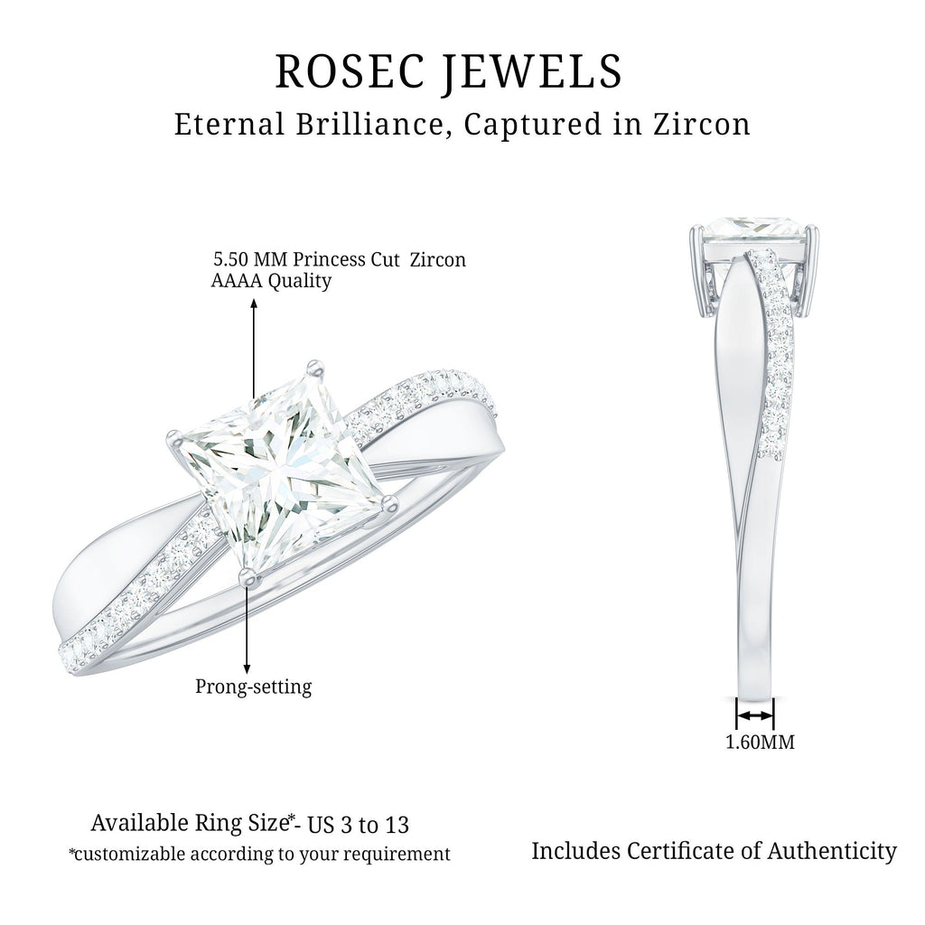 1 Carat Princess Cut Cubic Zirconia Solitaire Engagement Ring
