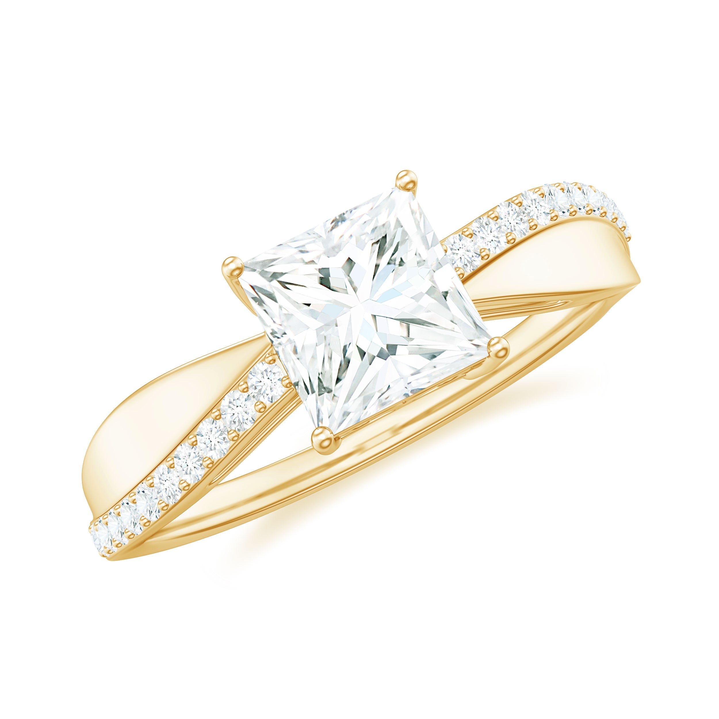 1 Carat Princess Cut Cubic Zirconia Solitaire Engagement Ring