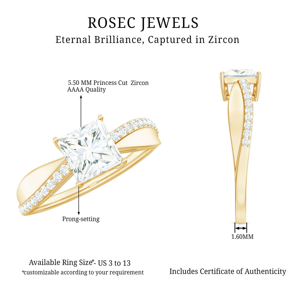 1 Carat Princess Cut Cubic Zirconia Solitaire Engagement Ring