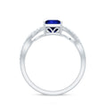 1.5 Carat Lab Grown Blue Sapphire Princess Cut Engagement Ring with Diamond Crossover Shank