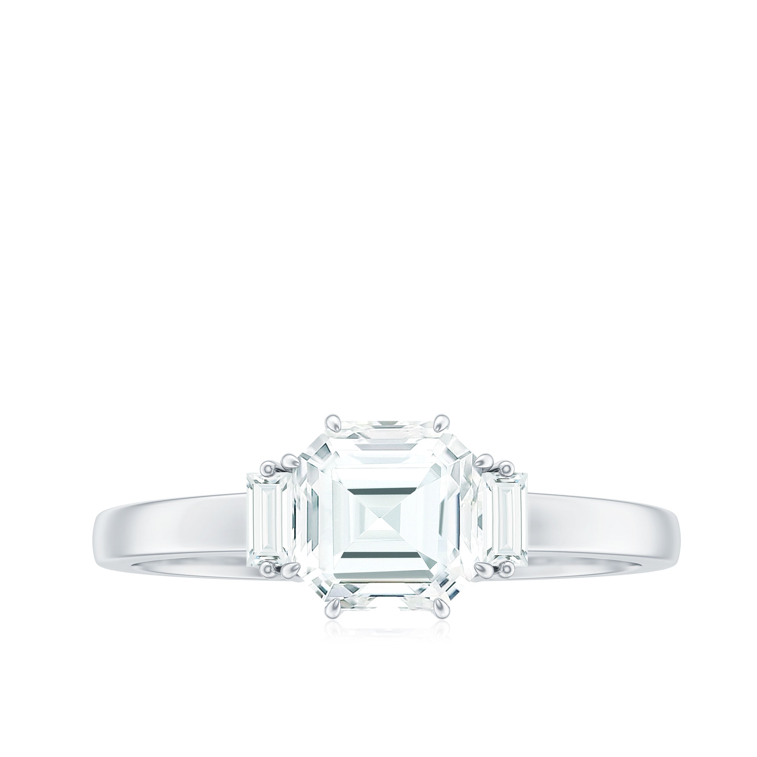 1.50 CT Asscher Cut Solitaire Zircon Engagement Ring