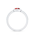 Lab Created Ruby Heart Promise Ring with Diamond Halo