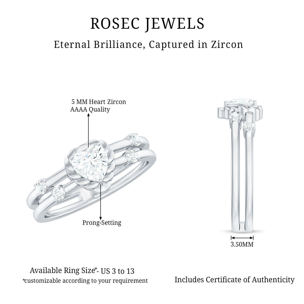 Zircon Solitaire Double Band Ring