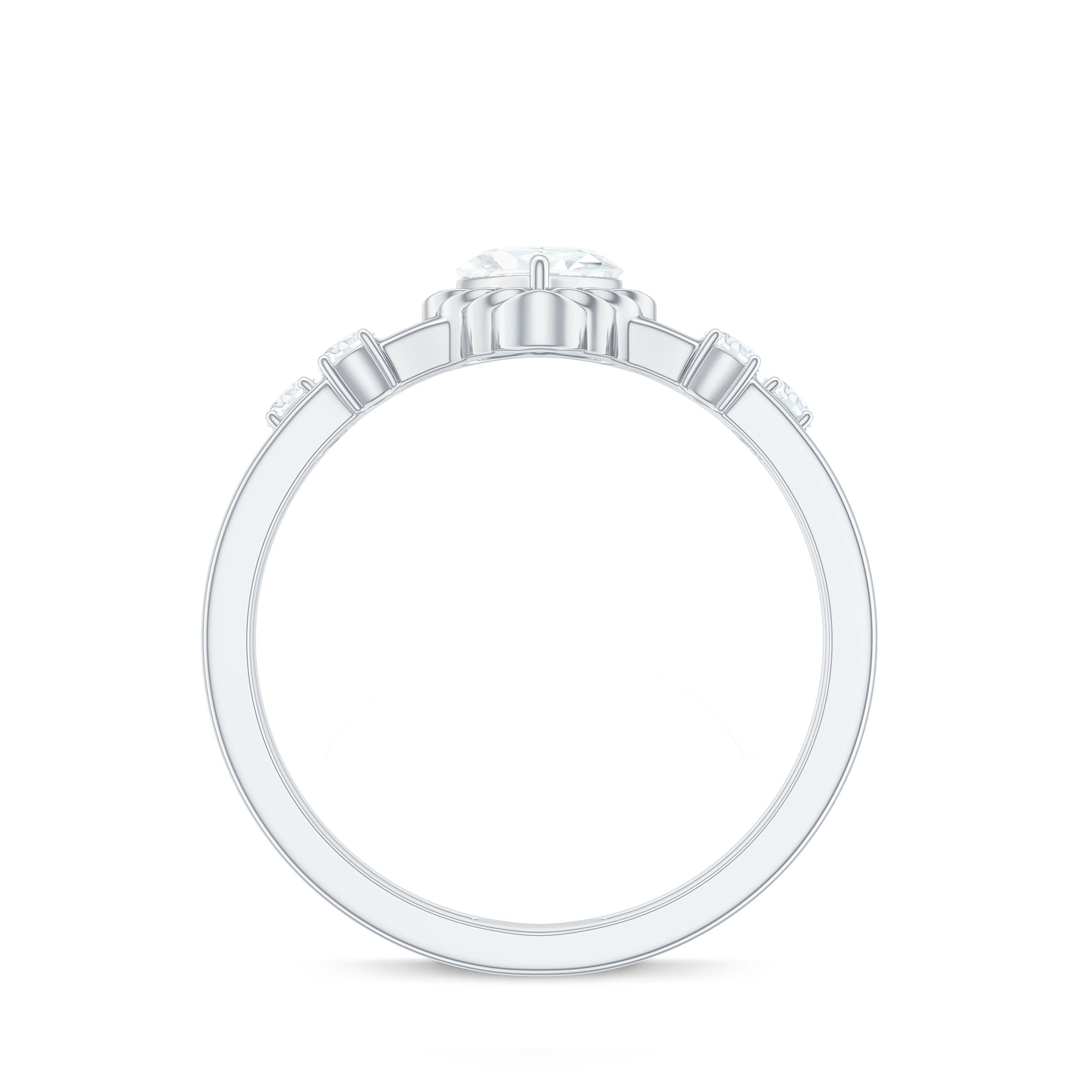 Zircon Solitaire Double Band Ring