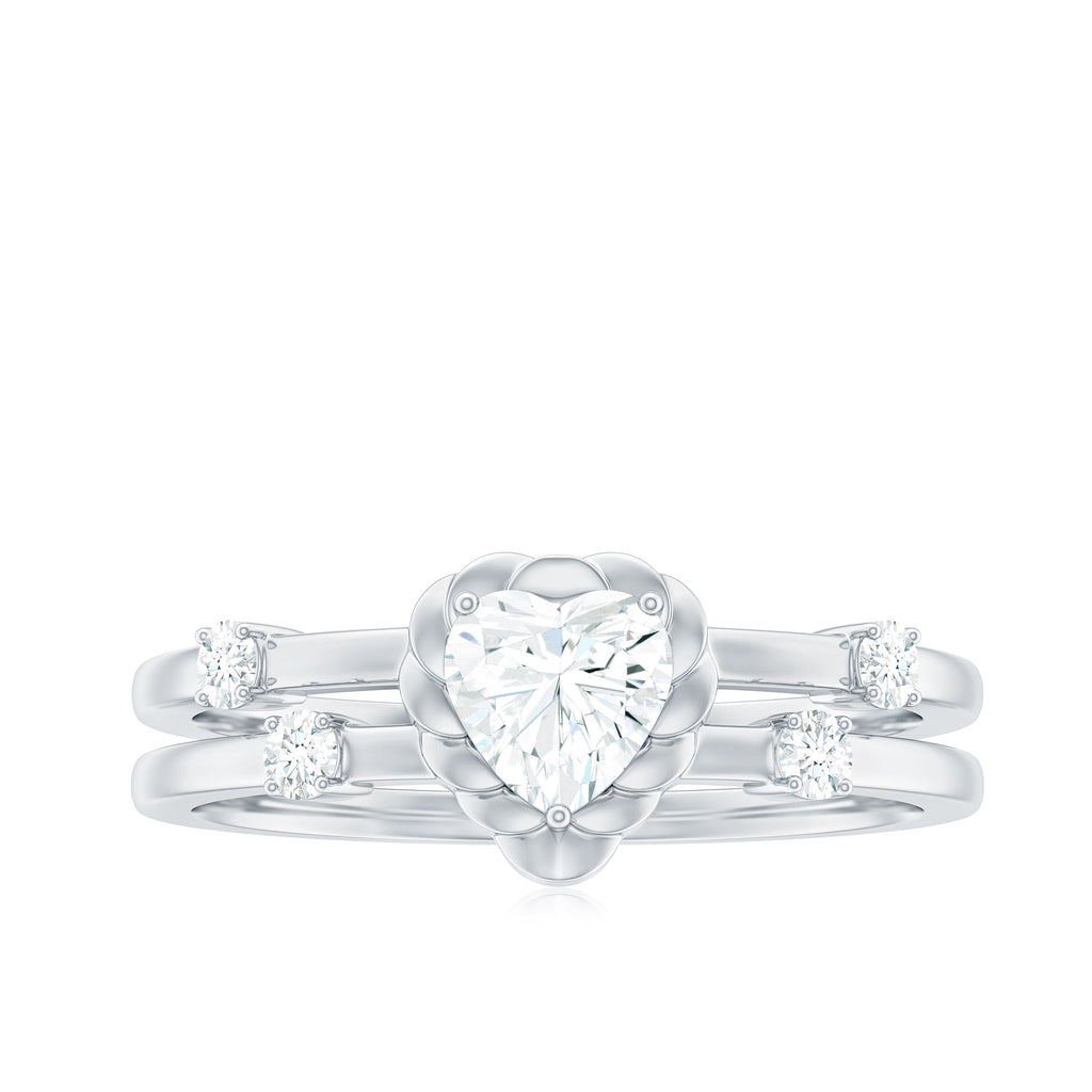 Zircon Solitaire Double Band Ring