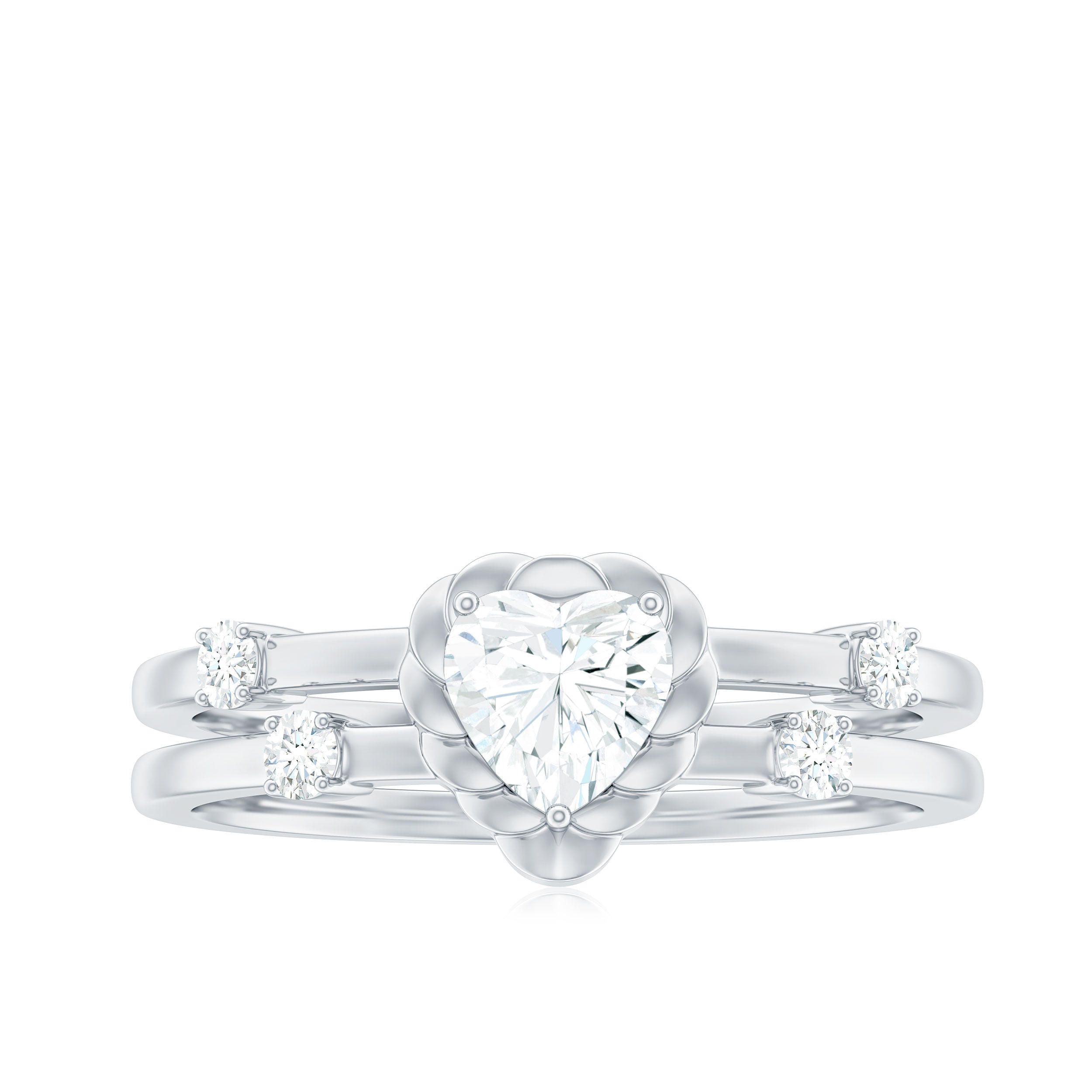 Zircon Solitaire Double Band Ring