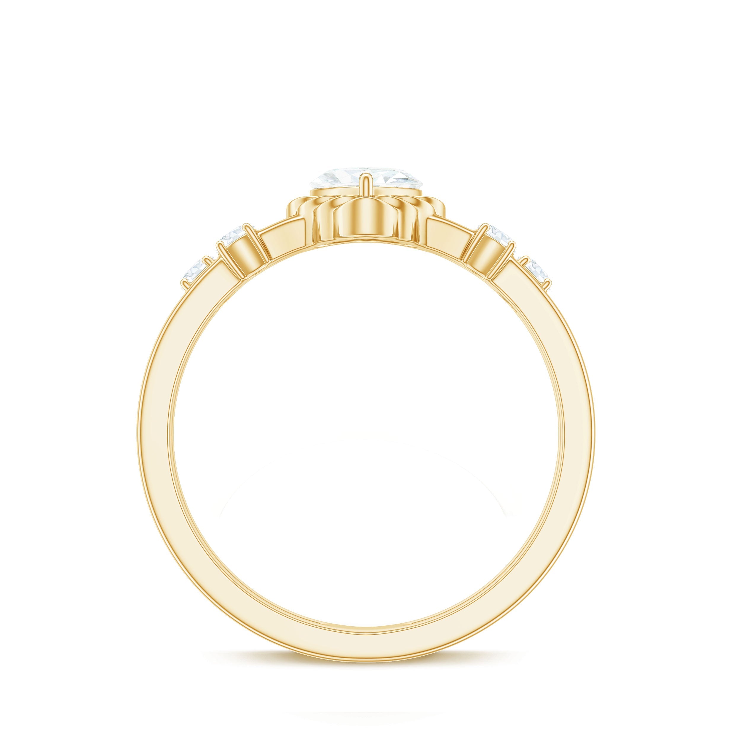 Zircon Solitaire Double Band Ring
