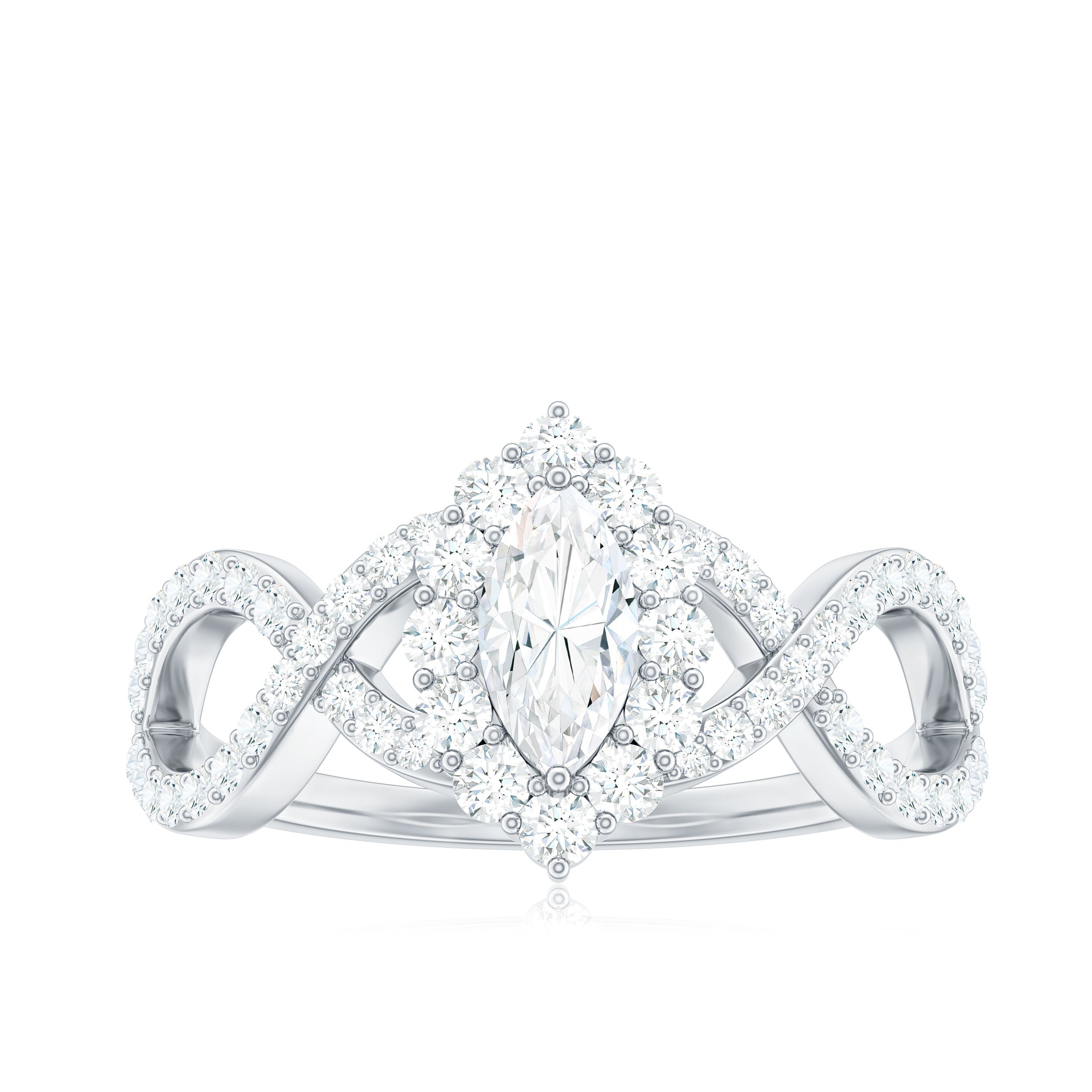 1.50 CT Marquise Cut Zircon Crossover Engagement Ring