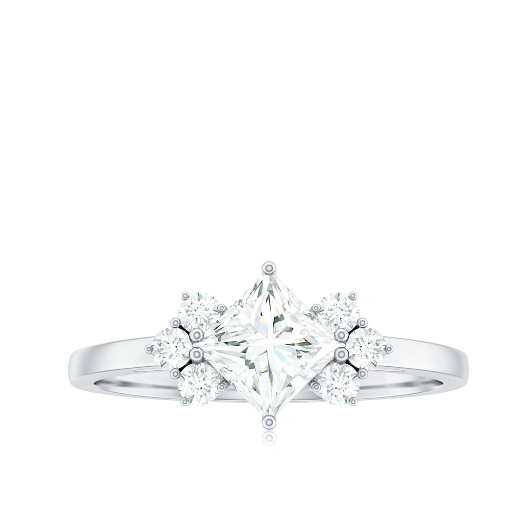 1 CT Princess Cut Cubic Zirconia Engagement Ring in Prong Setting