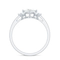 Princess Cut Moissanite Engagement Ring with Trio