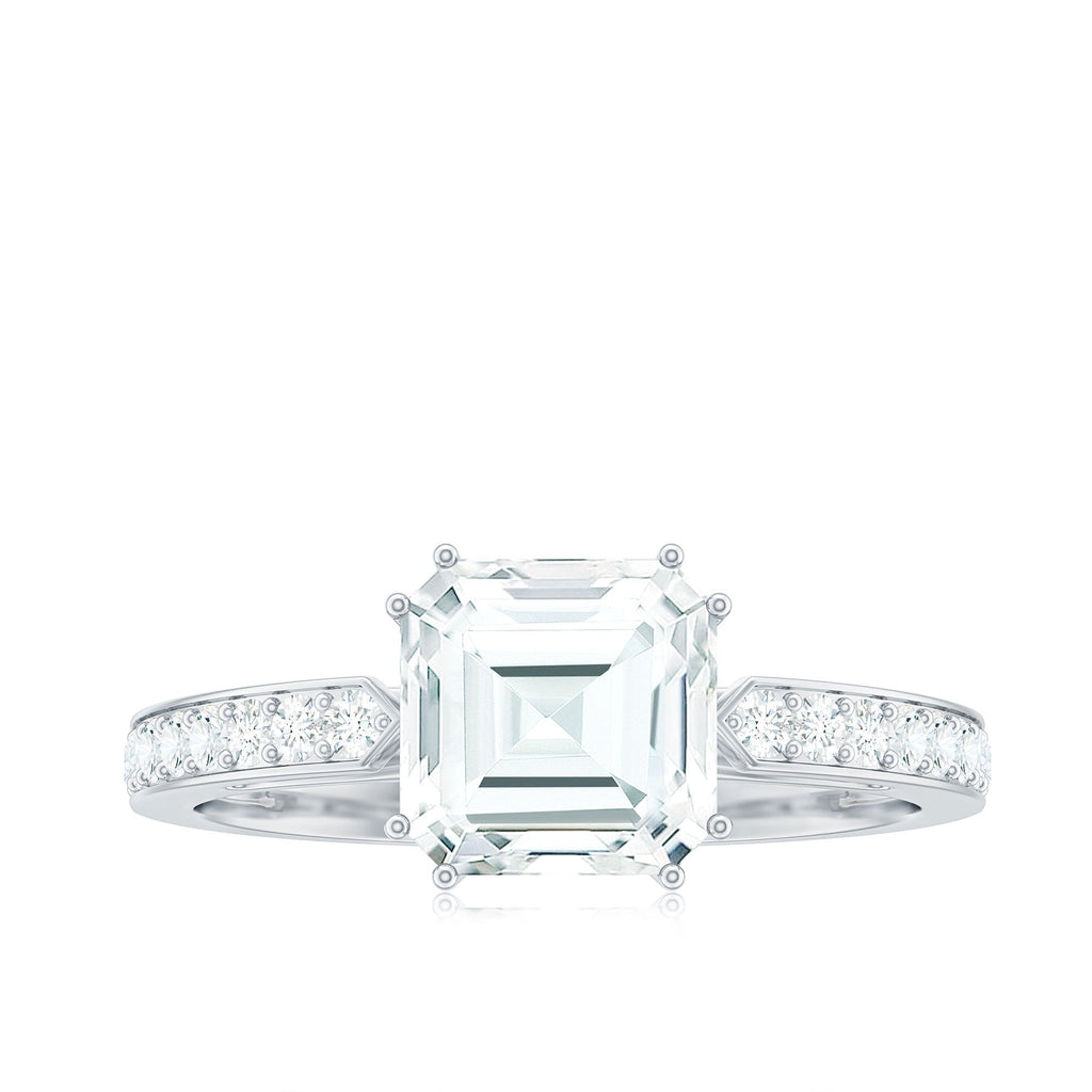 2 Carat Asscher Cut Solitaire CZ Diamond Engagement Ring